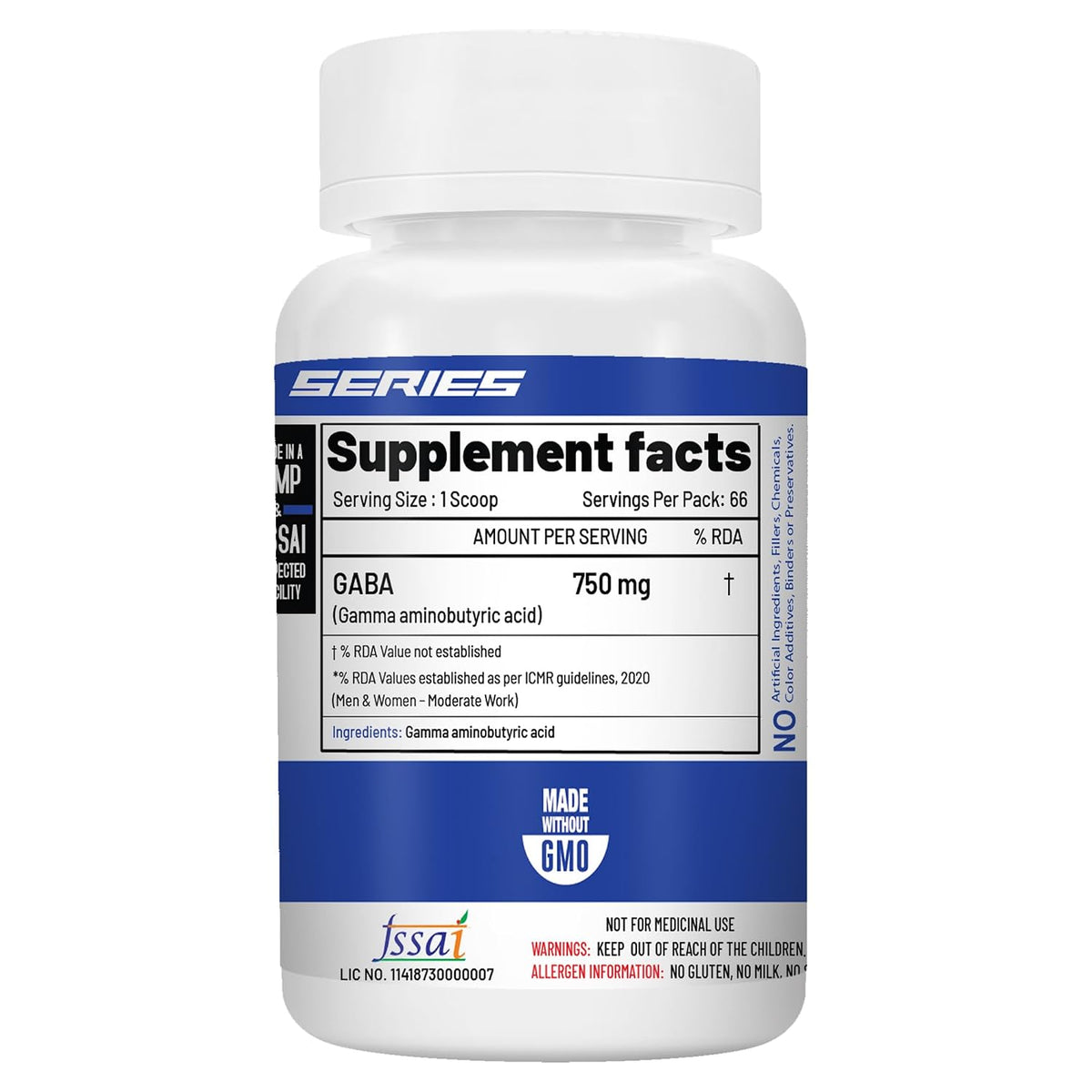 NutriJa GABA Powder 50g | Gamma Aminobutyric Acid 750mg Supplement | Supports Calm Mood, Relaxation, Focus & Night-Time Routine | Pure Unflavoured Powder - 66 Servings