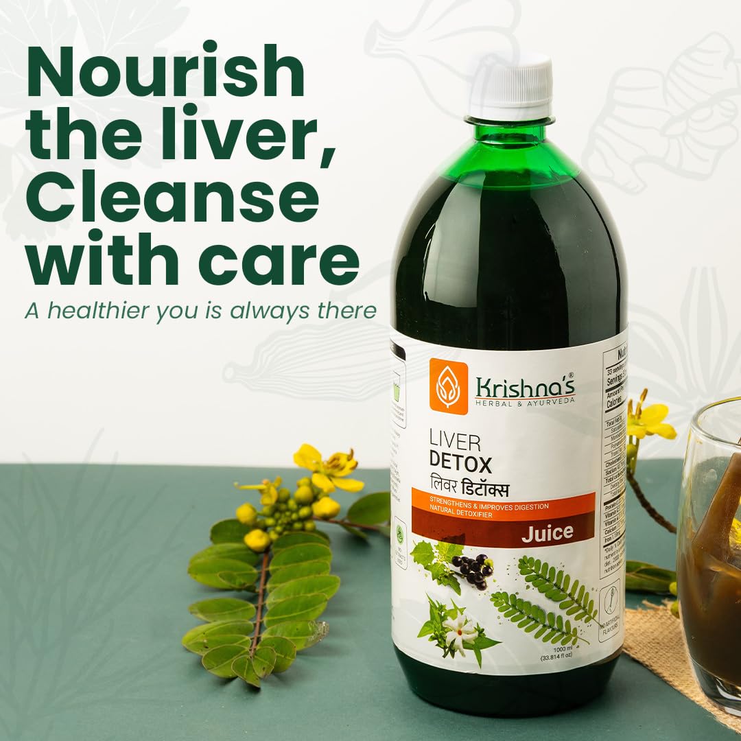 KRISHNA'S HERBAL & AYURVEDA Liver Detox Juice, Strengthens & Improves Digestion, Natural Rejuvenator & Liver Detoxifier, No Artificial Colors or Flavors, 1000 Ml - (Pack of 1)