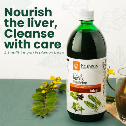 KRISHNA'S HERBAL & AYURVEDA Liver Detox Juice, Strengthens & Improves Digestion, Natural Rejuvenator & Liver Detoxifier, No Artificial Colors or Flavors, 1000 Ml - (Pack of 1)