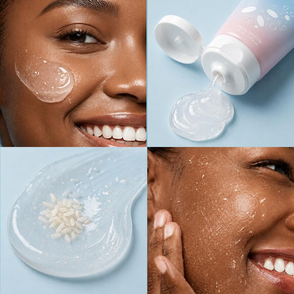 Glamveda Korean Rice & Ceramide Enzyme Scrub for Face | Gentle Daily Exfoliator with Rice Water, Lactic & Glycolic Acid, Niacinamide | Removes Dead Skin, Smoothens Texture & Boosts Glow | Face Scrub For Glowing Skin |100 gm