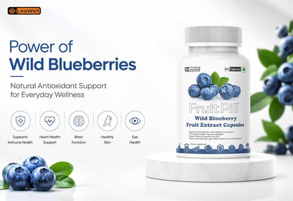 (LeeWell) Wild Blueberry Fruit Extract Supplement for Antioxidant, Eye & Brain Wellness- 60 Veg Capsules