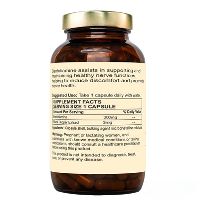 Nutraliebe Benfotiamine 300mg - Fat Soluble Vitamin B1 for Nerve Health Support, 90 Capsules