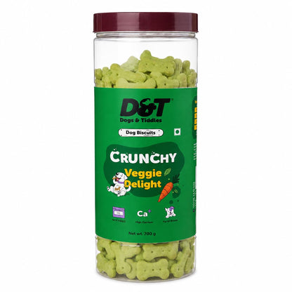 Dogs & Tiddles Veggie Delight Dog Biscuits 700g | Oven Baked Crunchy Dog Treats | High Calcium Dog Snacks for All Life Stages & All Breeds