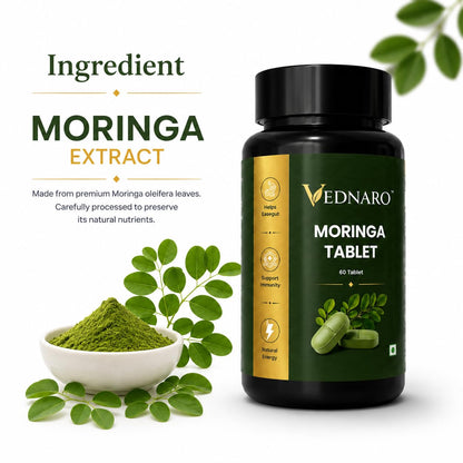 VEDNARO Moringa Tablets 60 Count | Herbal Supplement for Daily Wellness | Plant-Based Moringa Leaf Tablets | Supports Energy & Immunity