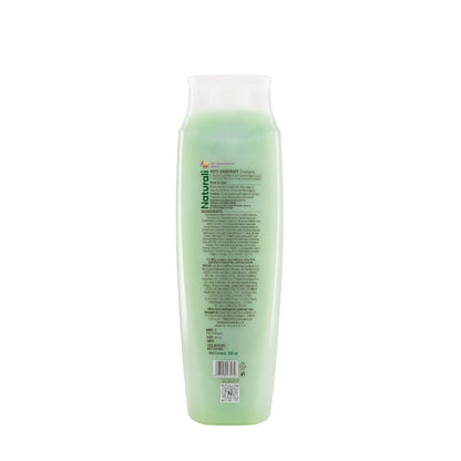 Green shampoo bottle with label on a white background