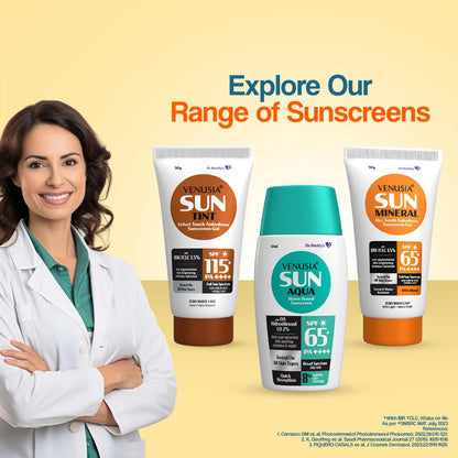 Dr. Reddy's Venusia Mineral Sunscreen SPF 65 | Full Spectrum Protection - UVA, UVB, Blue Light, Visible Light | Dermatologist Recommended | For Anti-pigmentation | Sun Damage Repair | Suitable for All Skin Types | 50g