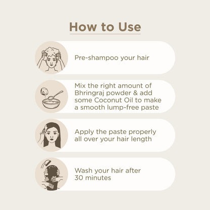 Instructions on how to use a hair care product with icons and text.