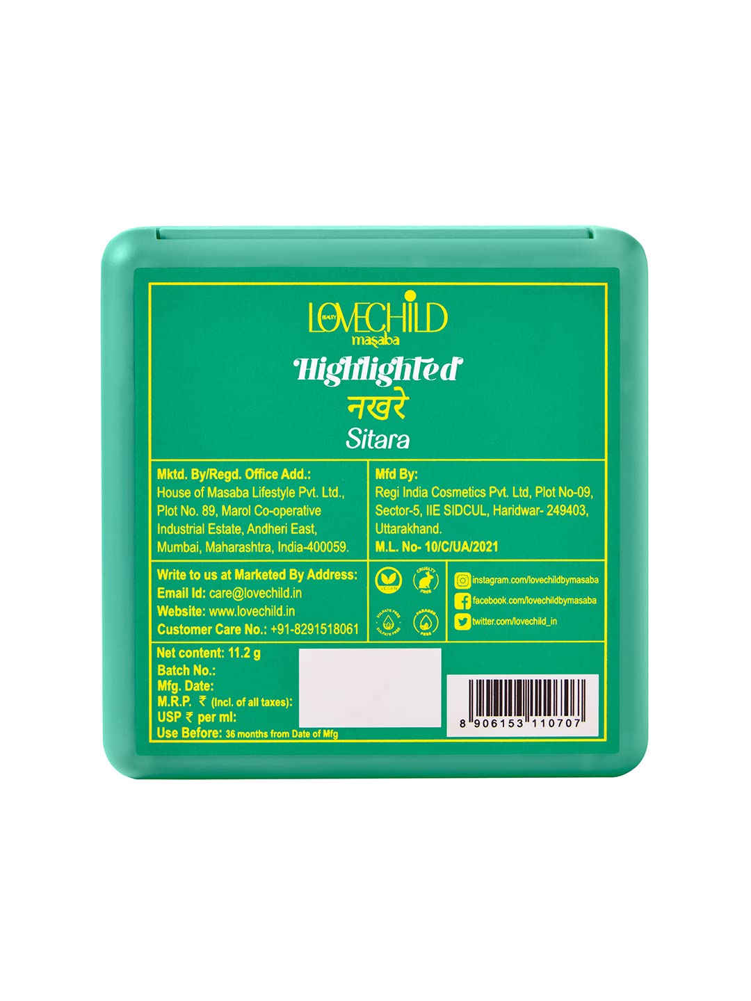 LoveChild Masaba Face Highlighter Palette (Sitara), 11.2gm
