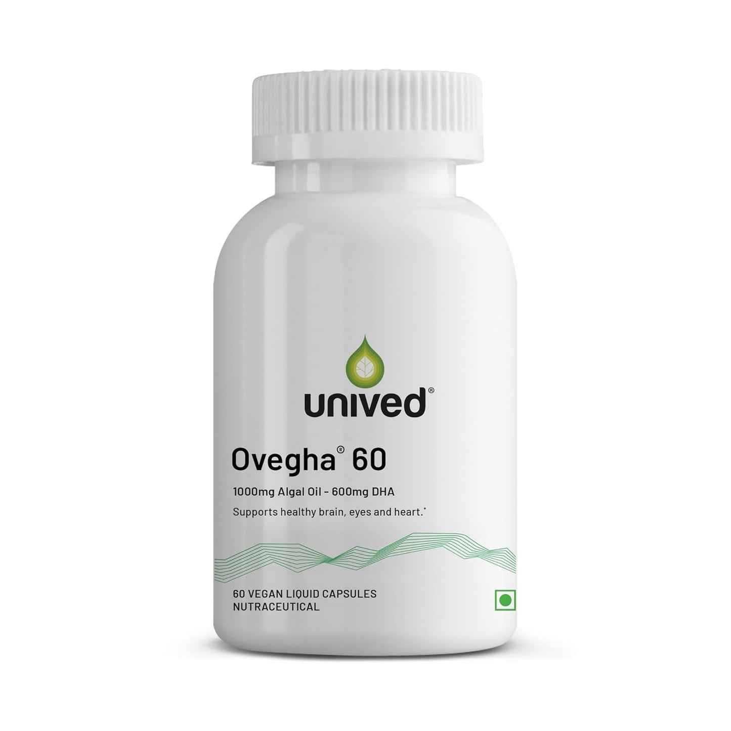 Unived Ovegha 60 | Algae-Derived Omega-3 | 600mg DHA Per Serving (highest DHA/serving) | Vegan, No Fish Oil | Brain, Heart, Skin, Join, Hair, Eye & Prenatal Support | 60 Capsules