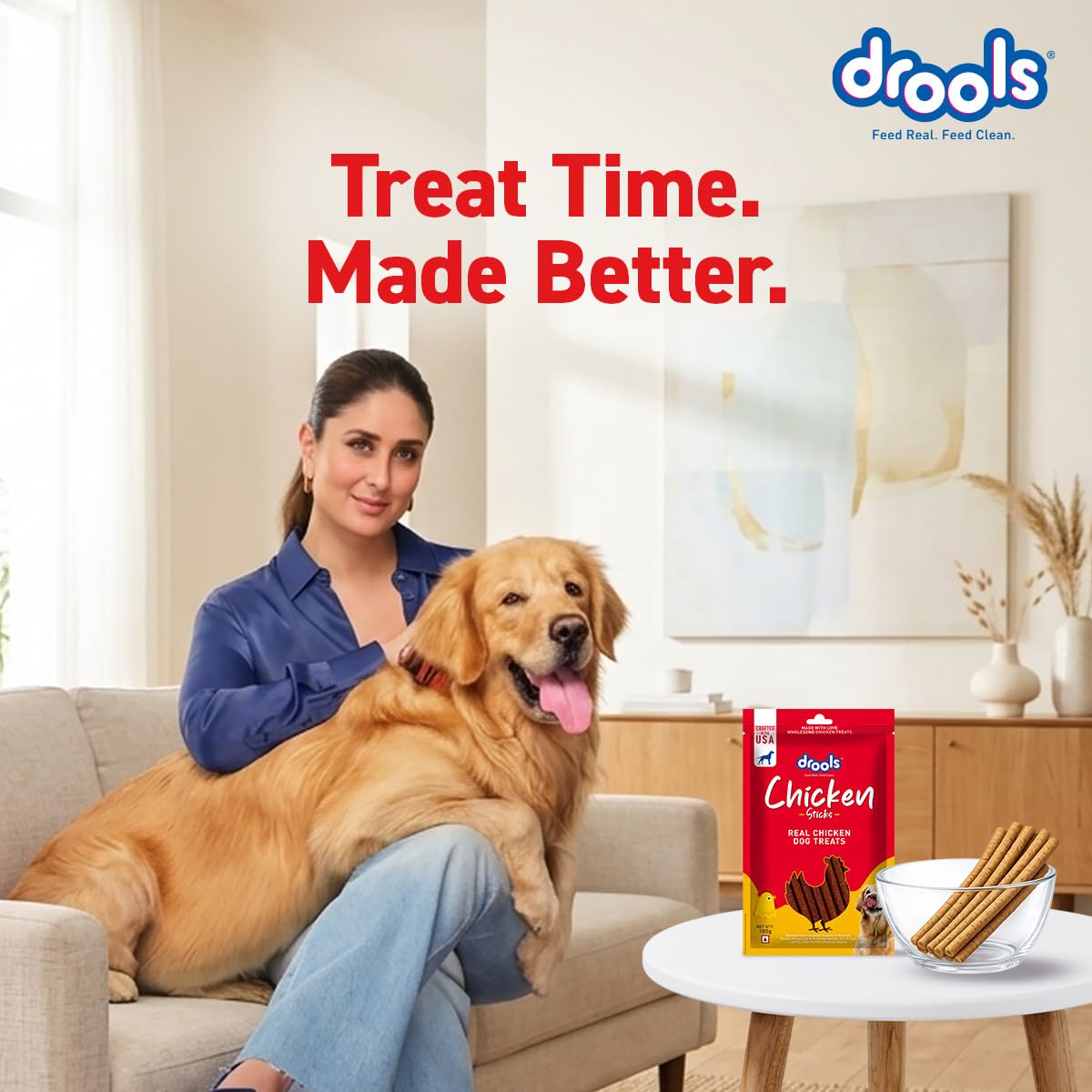 Drools Puppy & Adult Dog Treats Sticks, 100g | Real Chicken Flavour |Rich in Protein | No Artificial Preservatives | Best for Training & Bonding | Formulated in USA | Premium Treats