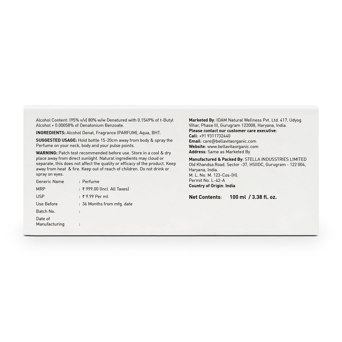 Product label with text on a white background