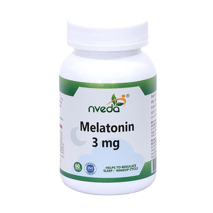 Nveda Melatonin 3mg | Natural Sleep Aid Supplement | Supports Deep Sleep, Stress & Anxiety Relief | Non-Habit Forming | 60 Tablets