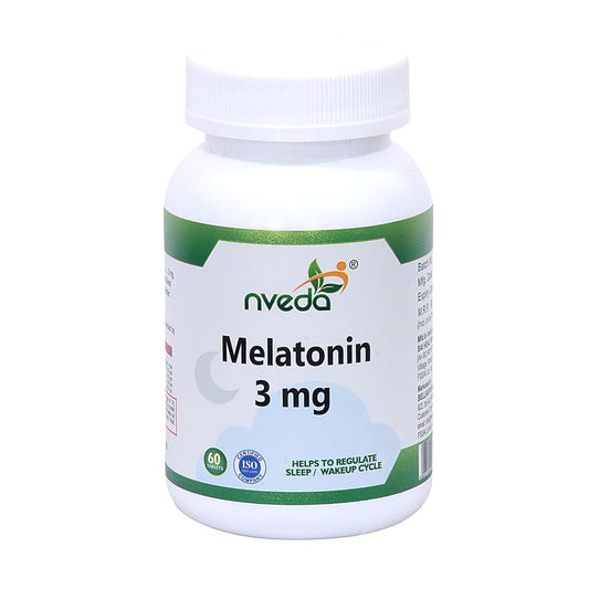 Nveda Melatonin 3mg | Natural Sleep Aid Supplement | Supports Deep Sleep, Stress & Anxiety Relief | Non-Habit Forming | 60 Tablets