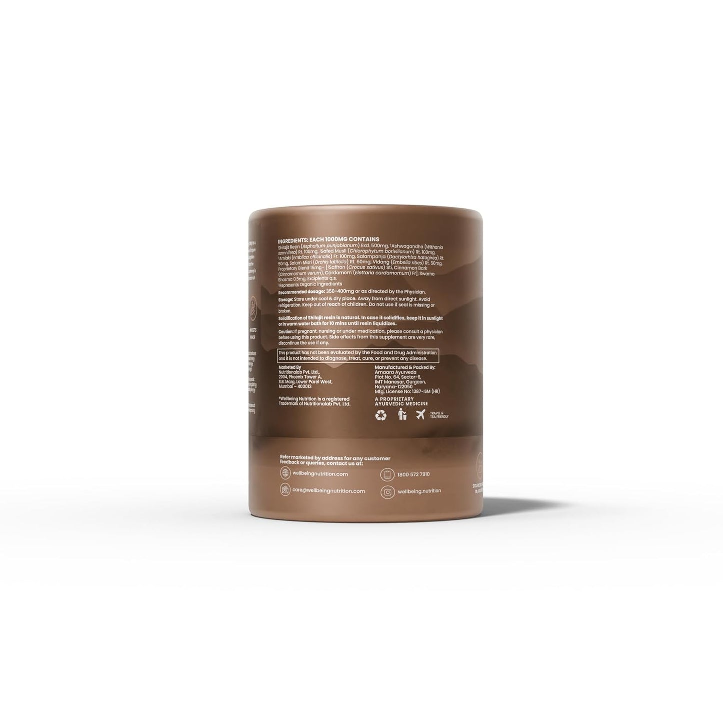 Wellbeing Nutrition Pure Himalayan Shilajit Gold Resin for Strength, Stamina, Performance, Stress Relief and Vitality | Ashwagandha, Safed Museli & Swarna Bhasma (24K Gold Leaf) | Lab Tested - 20g