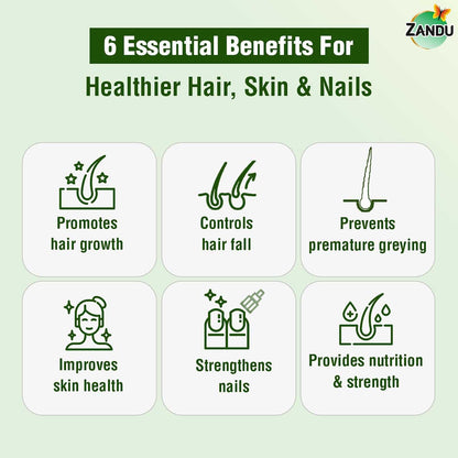 Zandu Plant Based Biotin Plus (200g)|10,000+mcg Biotin|Scientifically tested to Promote hair growth|Reduce Hairfall|100% Natural Sesbania|100% Ayurvedic | Gluten Free | No Harmful Chemicals, Powder