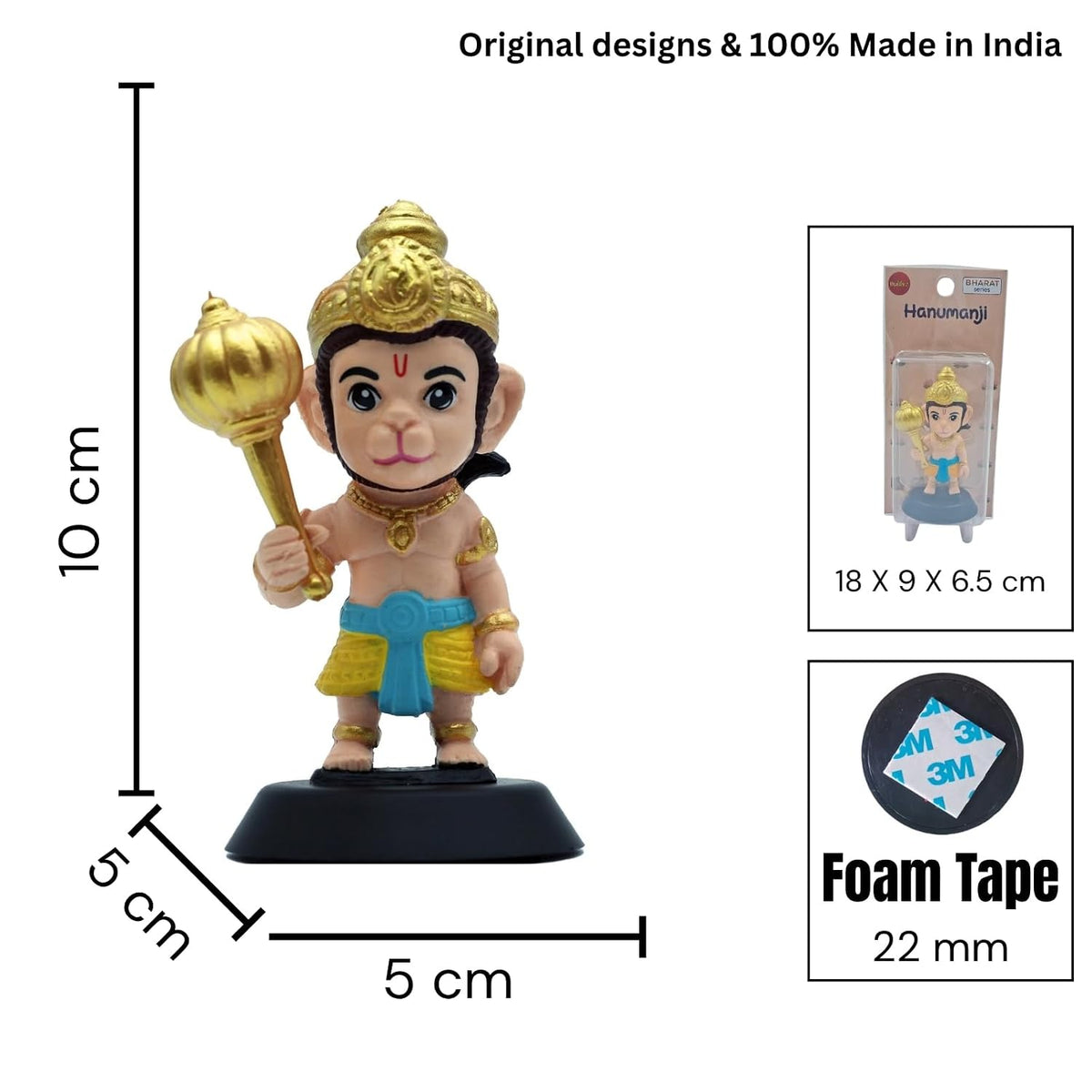 Hanuman Ji Figurine Showpiece for Car Dashboard, Home Office, Pooja Room | Bajrangbali Murti Statue for Hindu Temple, Spiritual Decor | Gift for Devotees