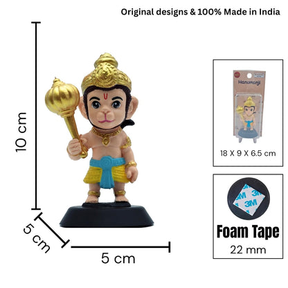 Hanuman Ji Figurine Showpiece for Car Dashboard, Home Office, Pooja Room | Bajrangbali Murti Statue for Hindu Temple, Spiritual Decor | Gift for Devotees
