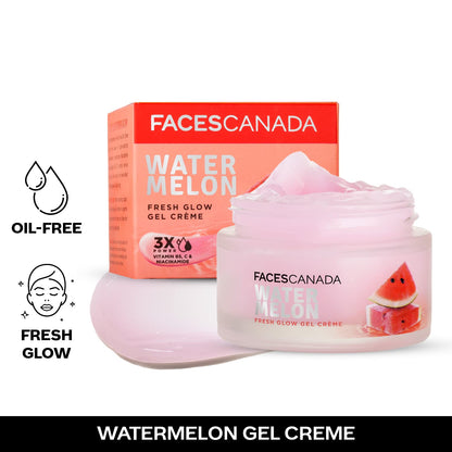 FACESCANADA Watermelon Fresh Glow Gel Creme, 50g | Niacinamide & Vitamin C & B5 | Youthful Glow | No Hyperpigmentation | Soft & Smooth Skin| Refreshing Face Moisturiser For All Skin Types | Vegan