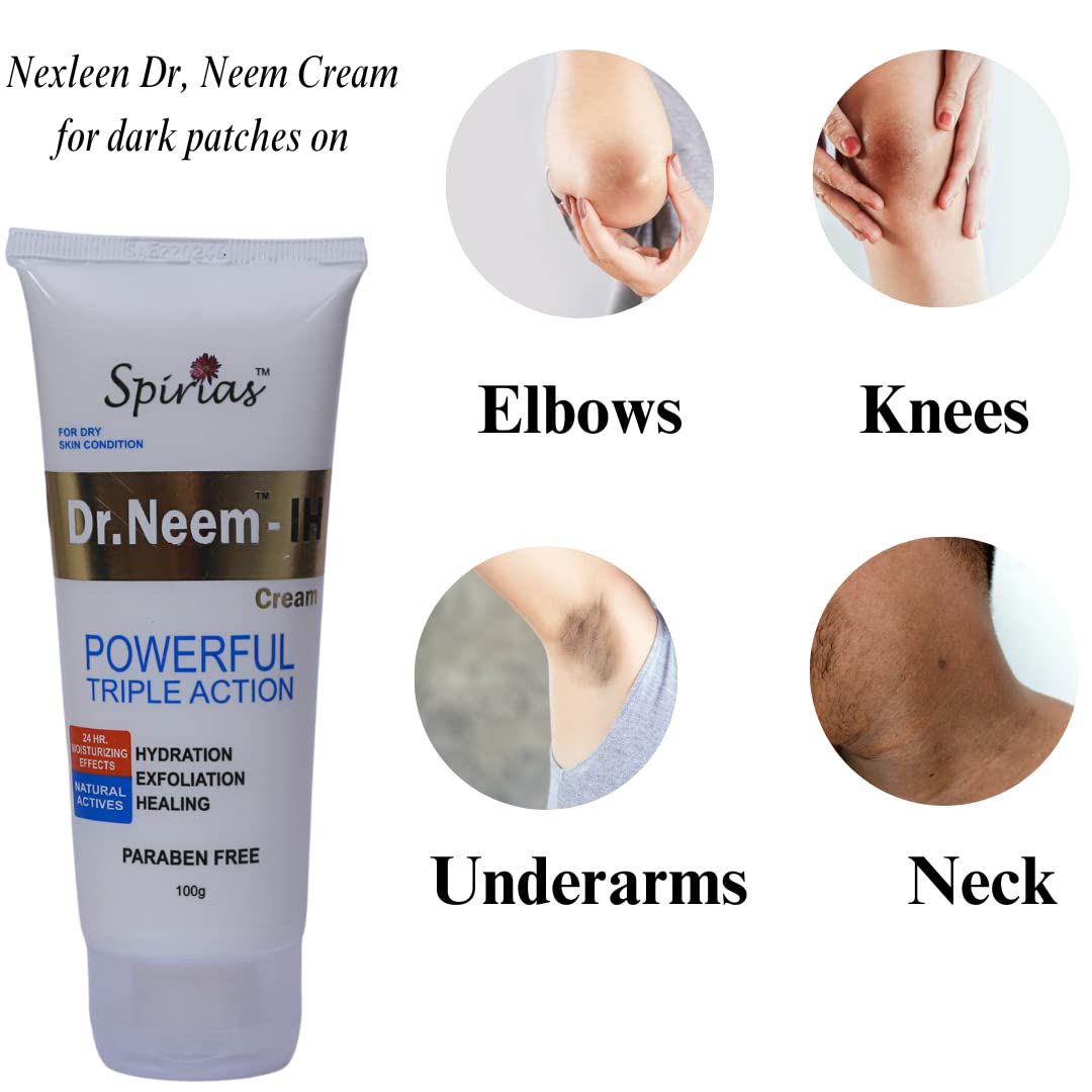 Dr. Neem Skin Cream, Enriched with Neem & Almond Oil,For Dark Patches on Knees, Elbow, Ankles & Underarms,Repairs Cracked Skin & Nipples, Paraben Free-100g