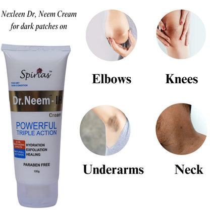 Dr. Neem Skin Cream, Enriched with Neem & Almond Oil,For Dark Patches on Knees, Elbow, Ankles & Underarms,Repairs Cracked Skin & Nipples, Paraben Free-100g
