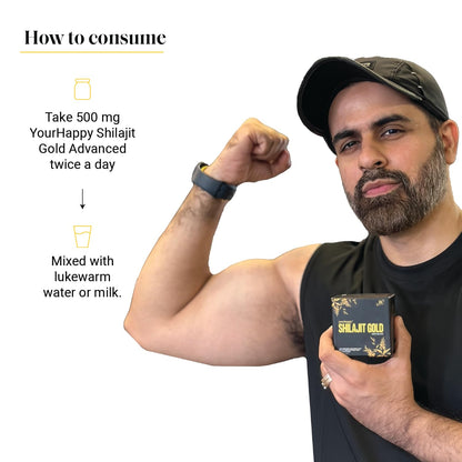 YourHappyLife Triple Strength Shilajit Gold Resin with over 80 minerals and 80% fulvic acid for enhanced strength, improved muscle recovery, vitality, and immunity (Pack of 1, 20 Grams)