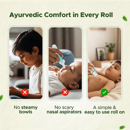 BabyOrgano Ayurvedic Cold Relief Roll On for Babies 0+ Months | With Eucalyptus, Tulsi & Lavender | Soothes Blocked Nose, Cough & Congestion | Camphor-Free | Pediatrician Tested, AYUSH Approved | 40ml