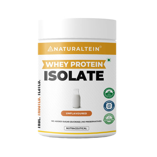 Naturaltein whey protein isolate container on a white background