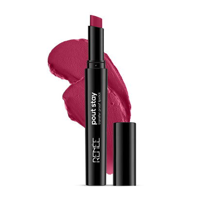RENEE Poutstay Transfer Proof Lipstick, Smudgeproof & Transferproof, Long Lasting Matte Finish, Easy Glide Application, Infused with Hyaluronic acid, Vitamin E & SPF 20, Zia, 2 Gm
