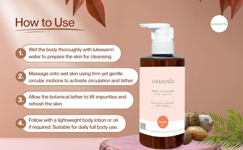Vanaveda Kapha Body Cleanser for Oily Skin | Purifying Ayurvedic Body Wash with Plant-Based Cleansers | Daily Body Care for Refreshed Skin | 300ml