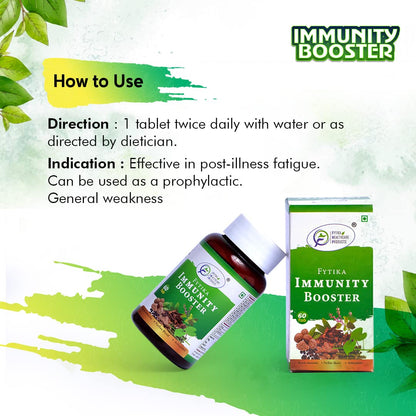 Fytika Immunity Booster packaging with usage instructions on a green and white background