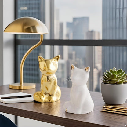 Street27® Home Decor Elephant Statues,1 Pair, Small Decorative Accents for Shelves, Livingroom and Bedroom, Gold and White (2pcs Cute Fox)