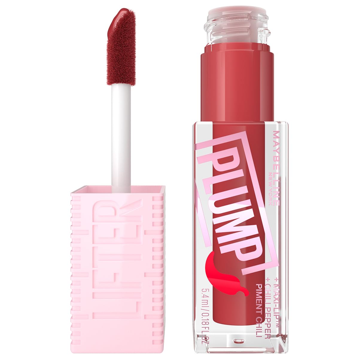 Maybelline New York Lifter Plump, Plumping Lip Gloss, Hot Chili | 30% Instantly Plumper Look