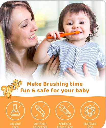 Babyhug Orange Flavoured Tooth Gel for Ages 6 Months+ |100% Natural Ingredients Fluoride Free No SLS/SLES- 50 g (1)
