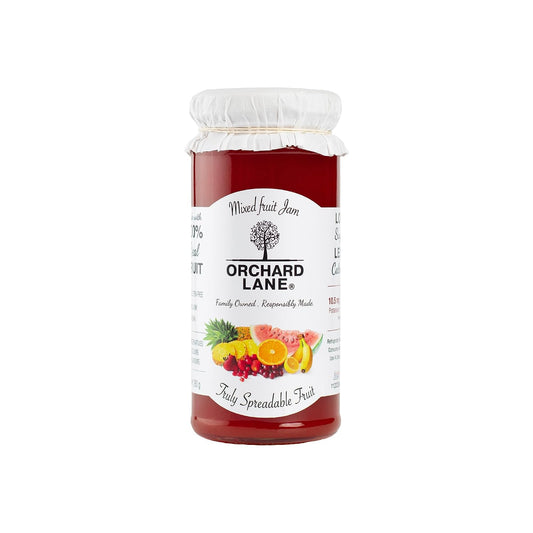 Orchard Lane Low Sugar Mixed Fruit Jam - 81% fruit- No preservatives or colours, only 7 calories per teaspoon | Nutritious spread FOR ALL AGES | Non-fattening jam- 280 grams