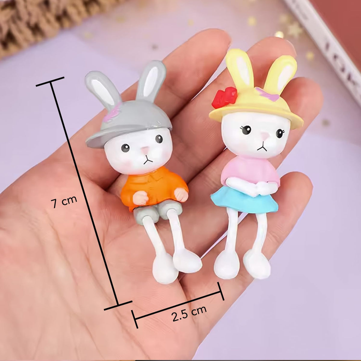 Nostrae Bunny Couple Miniature Toys & Cute Miniatures Decorative Items | Small Figurines for Home Decor | Desk Decoration Miniature Things, Gifts & Mini Showpieces Desk Decor (Set of 1)