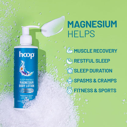 Hoop Magnesium Sleep Body Lotion | Topical Magnesium Chloride Supplement for Muscle Recovery, Better Sleep | Magnesium Oil Supports Deep Sleep, Recovery from Cramps, Fitness | 250 ml