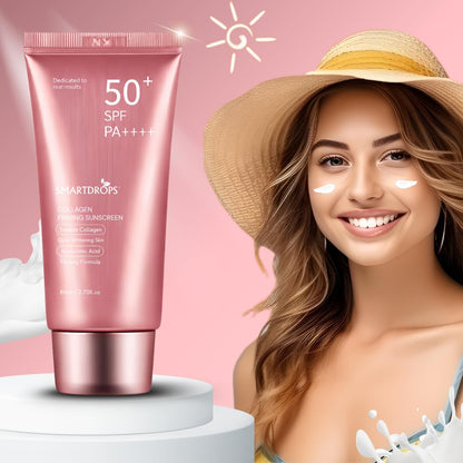 Smartdrops Collagen Sunscreen SPF 50+ PA++++ with Hyaluronic, Lightweight Daily Sun Protection Cream for Men & Women, All Skin Types (Pack 1)