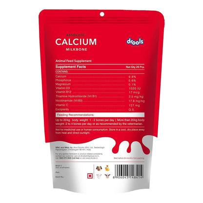 Drools Absolute Dog Treat Calcium Bone Pouch, 190g Pack | Chicken Flavour | Healthy Bones & Joint | Strong Teeth | Optimum Calcium & Phosphorus Ratio,All Life Stages