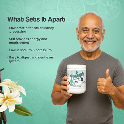 Pro360 Nefro LP Powder Vanilla Flavour – 400g Low Protein Nutrition Supplement for Kidney Health (Non-Dialysis) – Vanilla Protein Powder Enriched with L-Taurine, L-Carnitine & Essential Nutrients