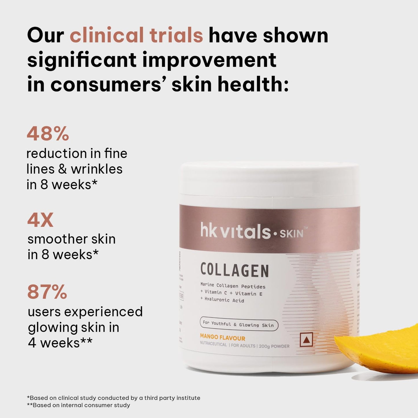 HealthKart Hk Vitals Marine Collagen Supplements Powder (Mango, 200 Gram) |Vitamin C, E, Sodium Hyaluronate | For Healthy Skin, Hair & Nails