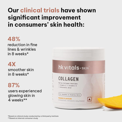 HealthKart Hk Vitals Marine Collagen Supplements Powder (Mango, 200 Gram) |Vitamin C, E, Sodium Hyaluronate | For Healthy Skin, Hair & Nails