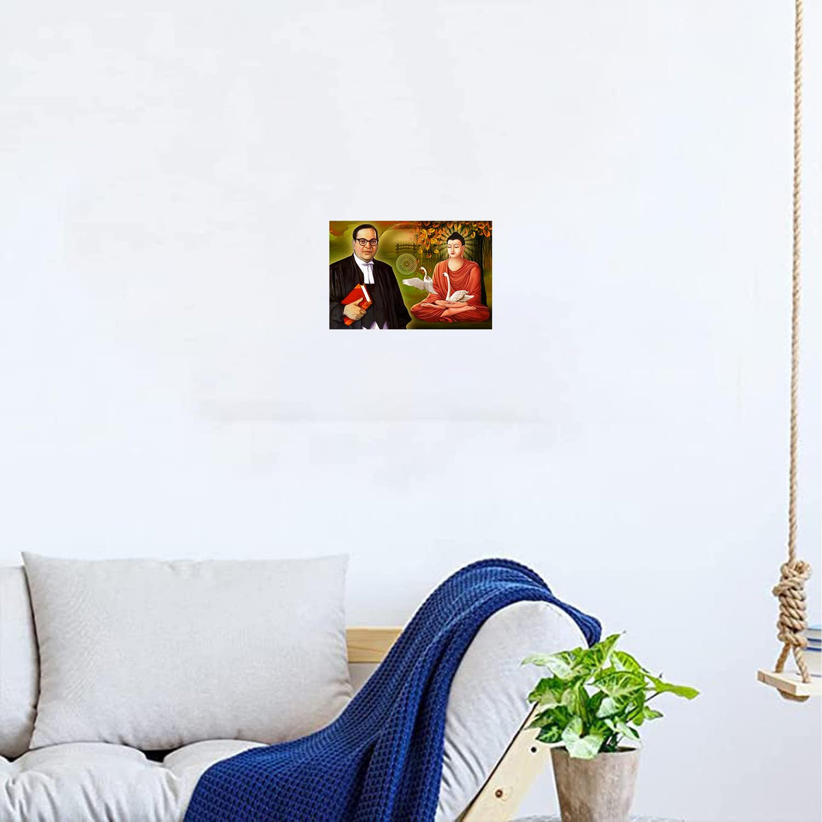 Buddha Ambedkar Paintings for Living room, Buddha Ambedkar Poster Big Size with Sparkle Coated Lamination - 40 (Self Adhesive) 18x24 Inch