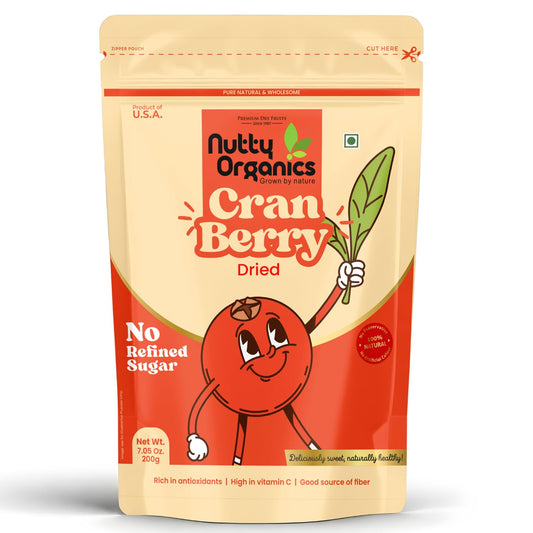 Nutty Organics Dried Cranberry, No Refined Sugar, 100% Natural, Rich in Antioxidants, High in Vitamin C, 200g