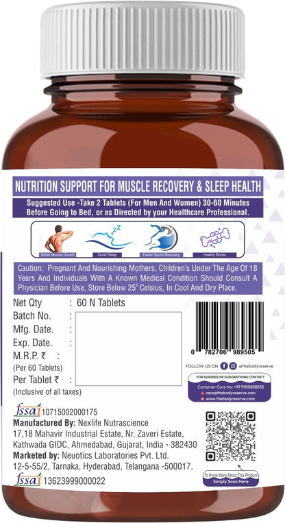 Brown supplement bottle with label on a white background