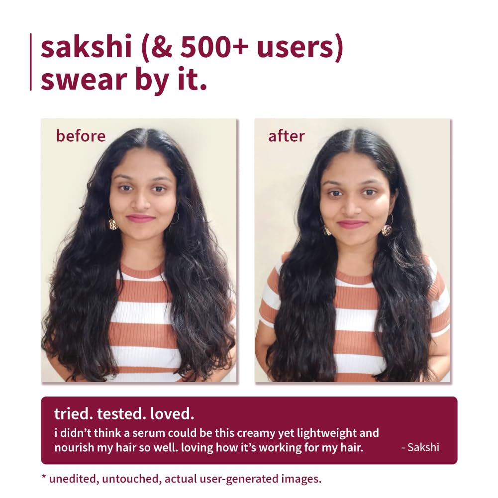 Plum Cherry Blossom & 0.3% Glycolic Acid Frizz Control Hair Serum Crème | 72-hr humidity-proof | Tames frizzy hair | Leave-in Hair Serum | Heat & UV protection | 50g