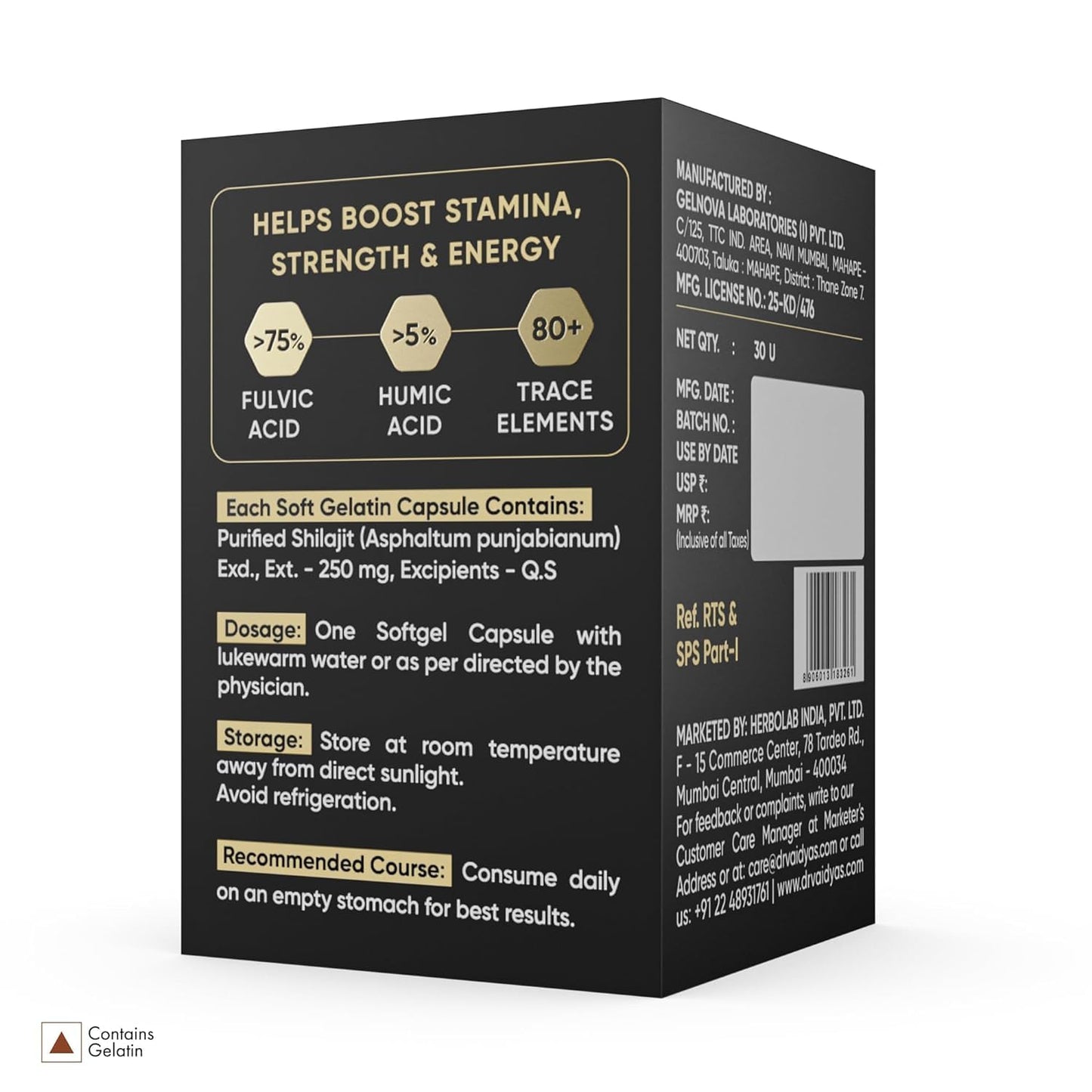 Herbo24Turbo Shilajit Resin in Softgel Capsules, 30 count