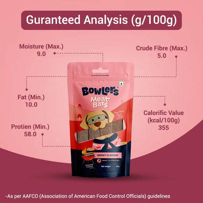 Bowlers Dog Treats Smoked Flavour Meat Sticks| 70g | Good for Dental Hygiene | High on Protien|Low in Fat | Grain Free | Handmade Treats