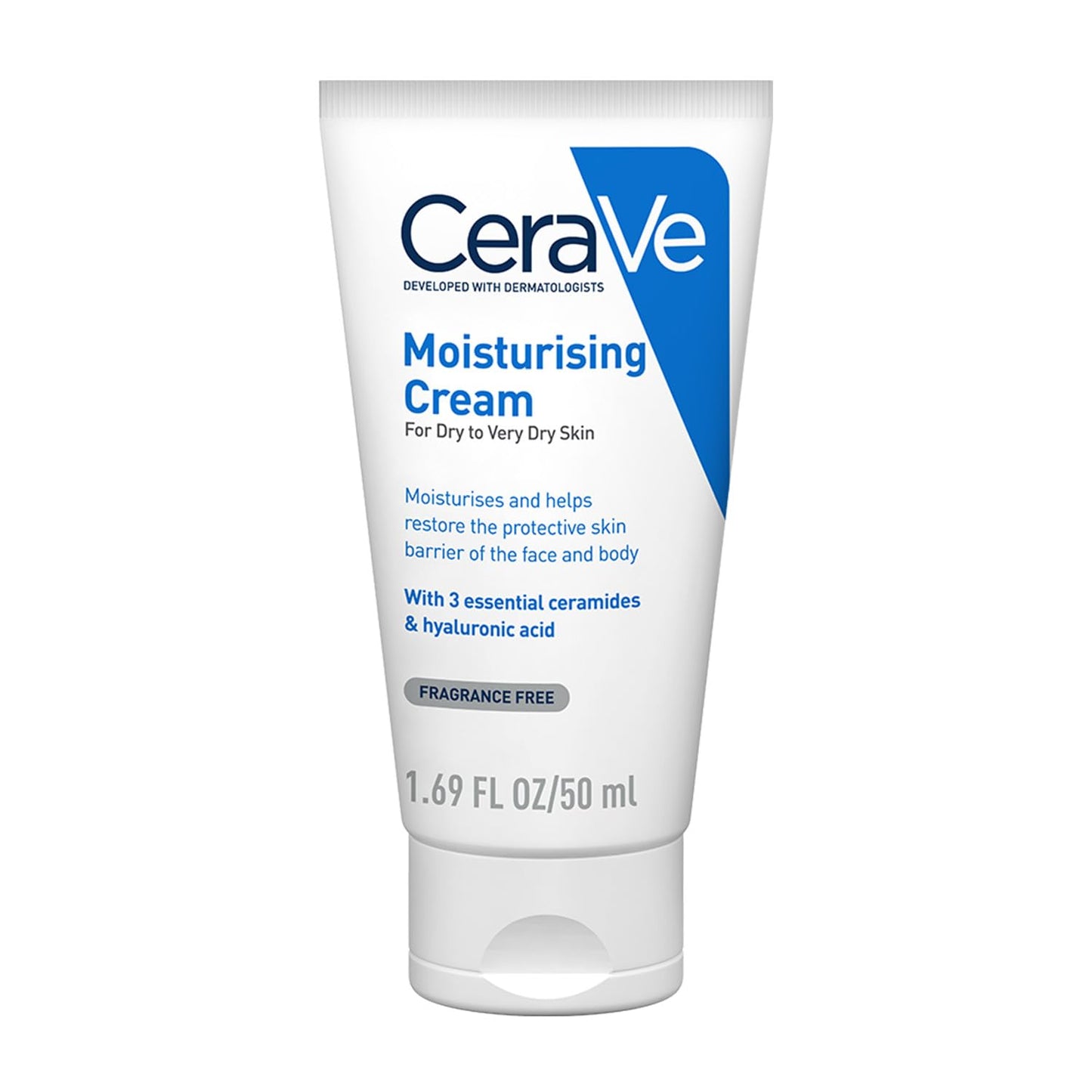 CeraVe moisturizing cream tube on a white background