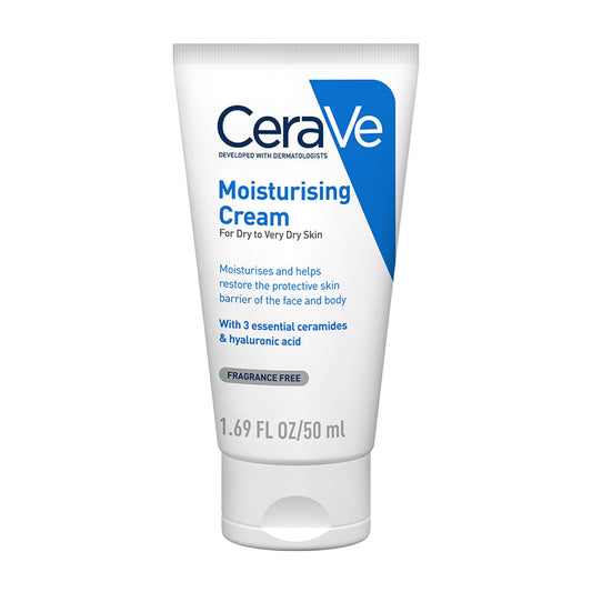 CeraVe moisturizing cream tube on a white background