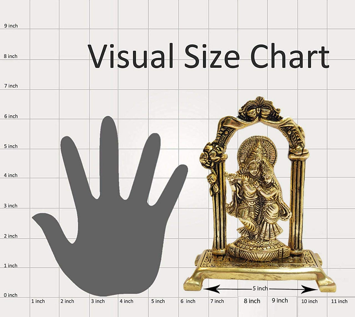 Collectible India Metal Gold Plated Radha Krishna Idol Sculpture Statue Figurine Decorative Showpiece for Janmashtami Home Decoration Temple and Gift (Size 7 x 5 Inches) (1 Pieces)